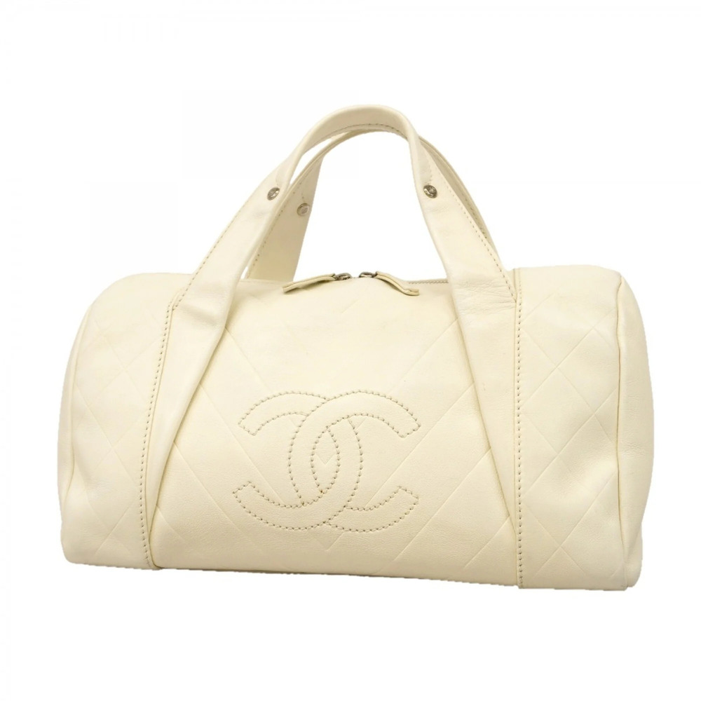 CHANEL White Leather Bag